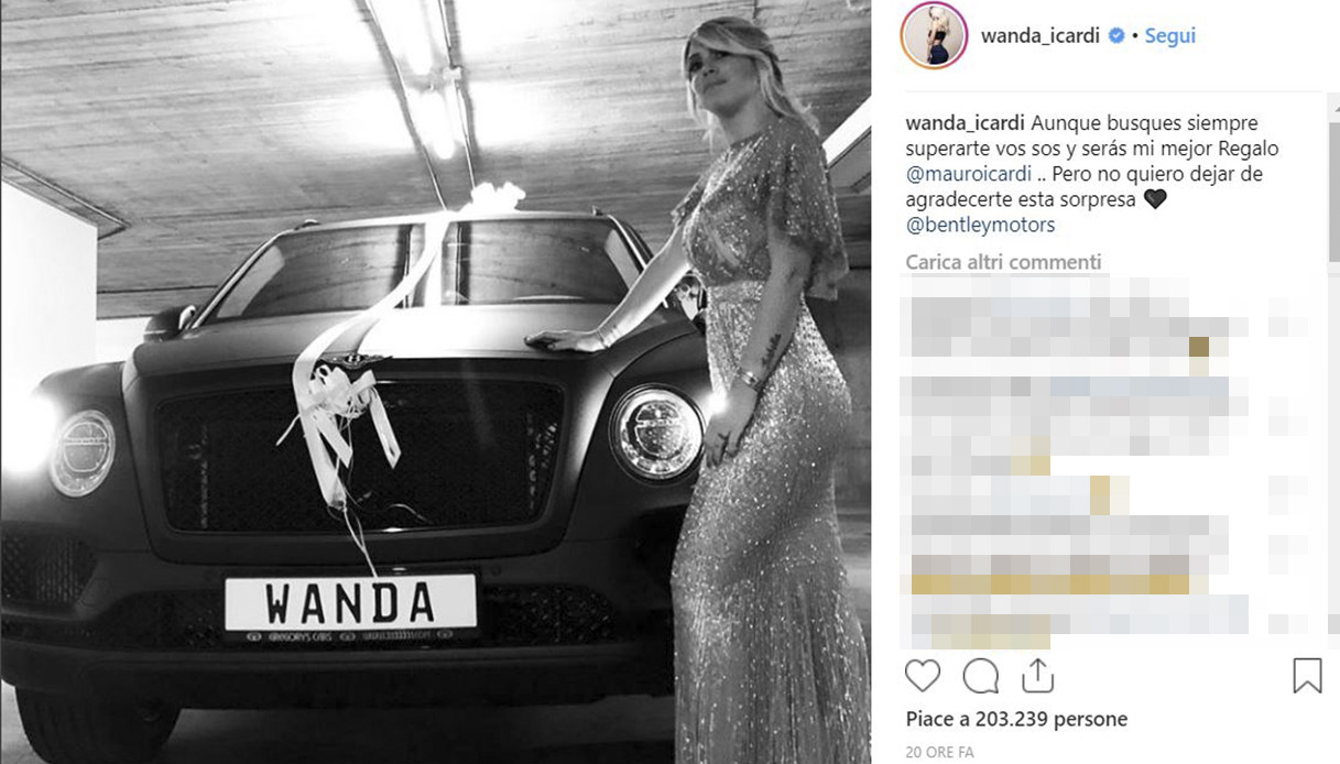 Bentley sul profilo Instagram Wanda Nara