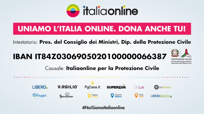 Uniamo l’Italia online, sosteniamo la Protezione Civile