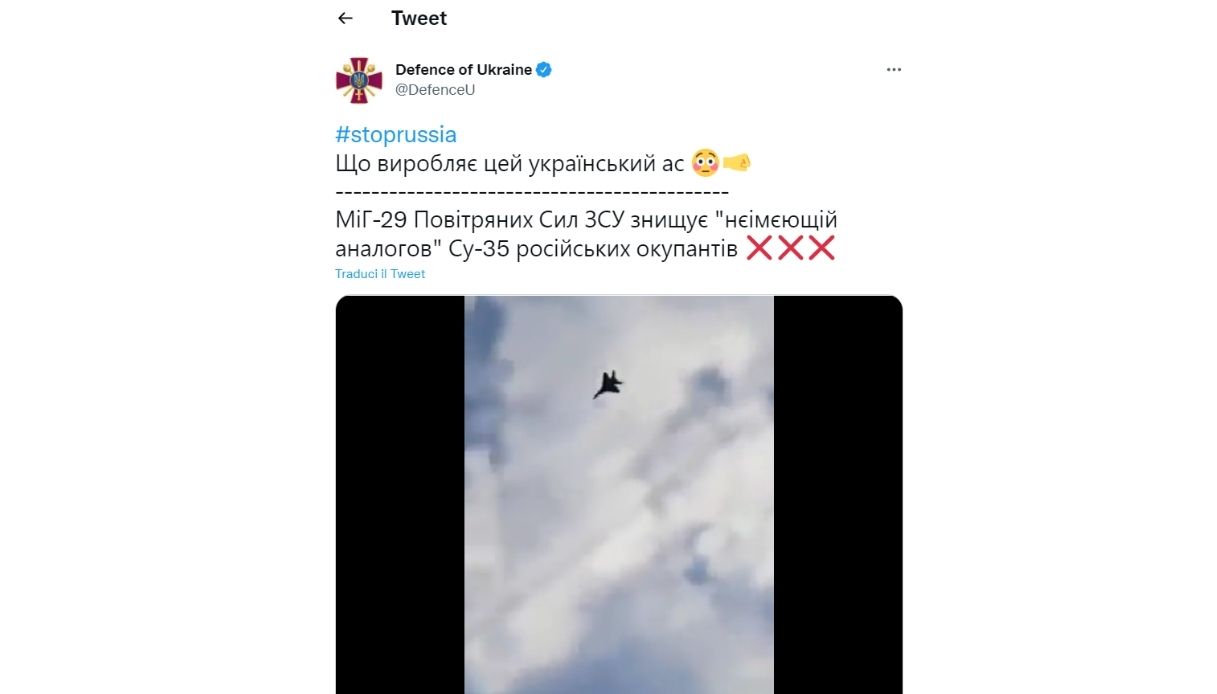 Tweet Ministero della Difesa ucraino