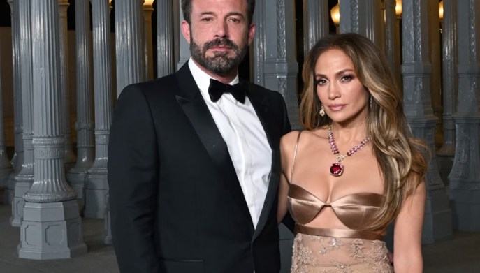 Jennifer Lopez con il marito Ben Affleck.