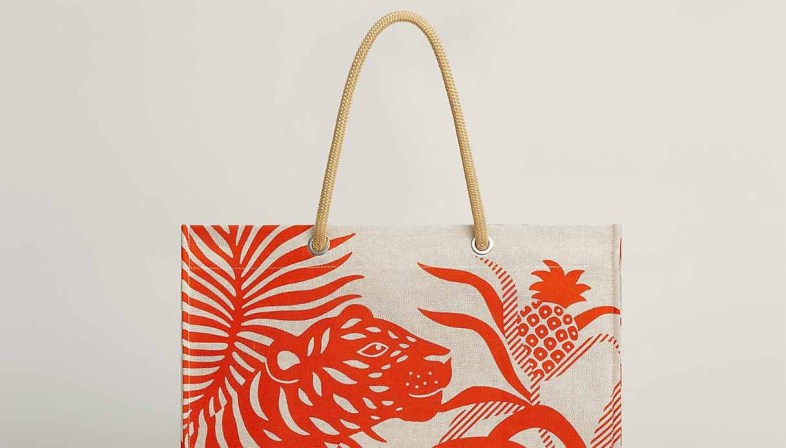 Borsa grande di paglia con rombi e fiori Pho Firenze - Pacini Store