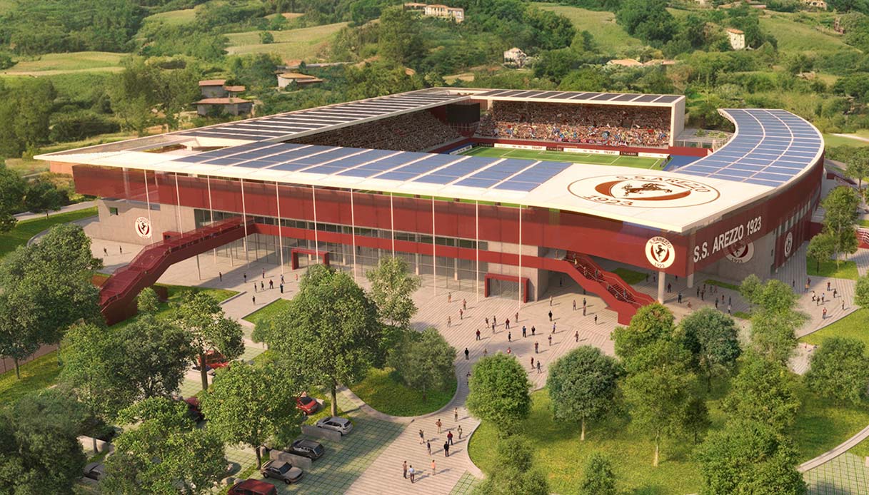 Nuovo stadio di Arezzo, il primo in Italia sviluppato secondo la Legge Stadi