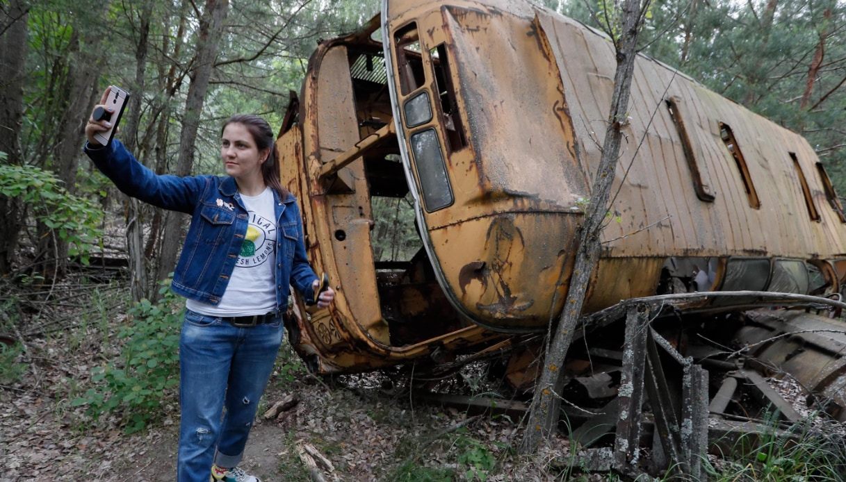 Una turista a Chernobyl, sul set della miniserie HBO