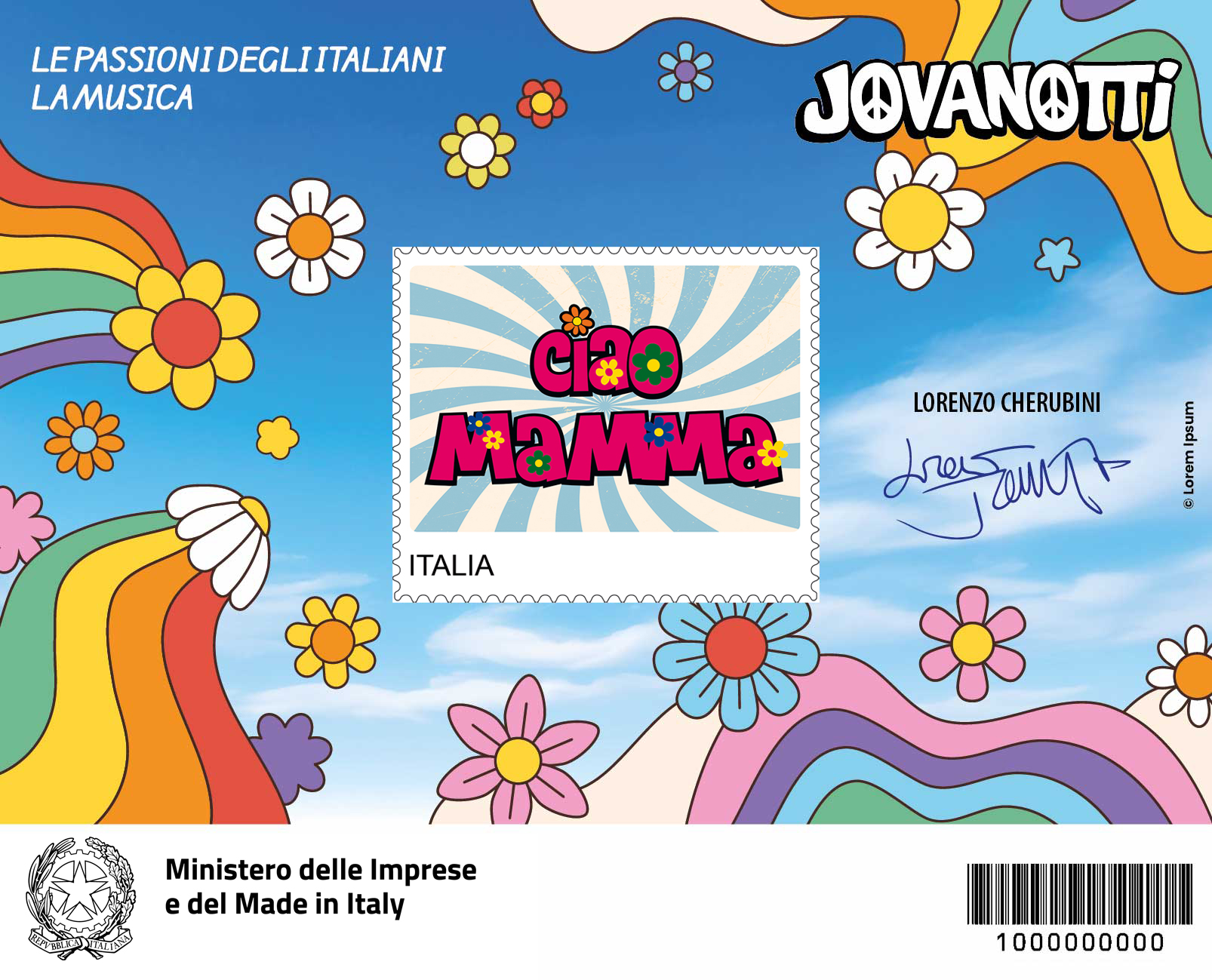 Foglietto e francobollo dedicati a Jovanotti