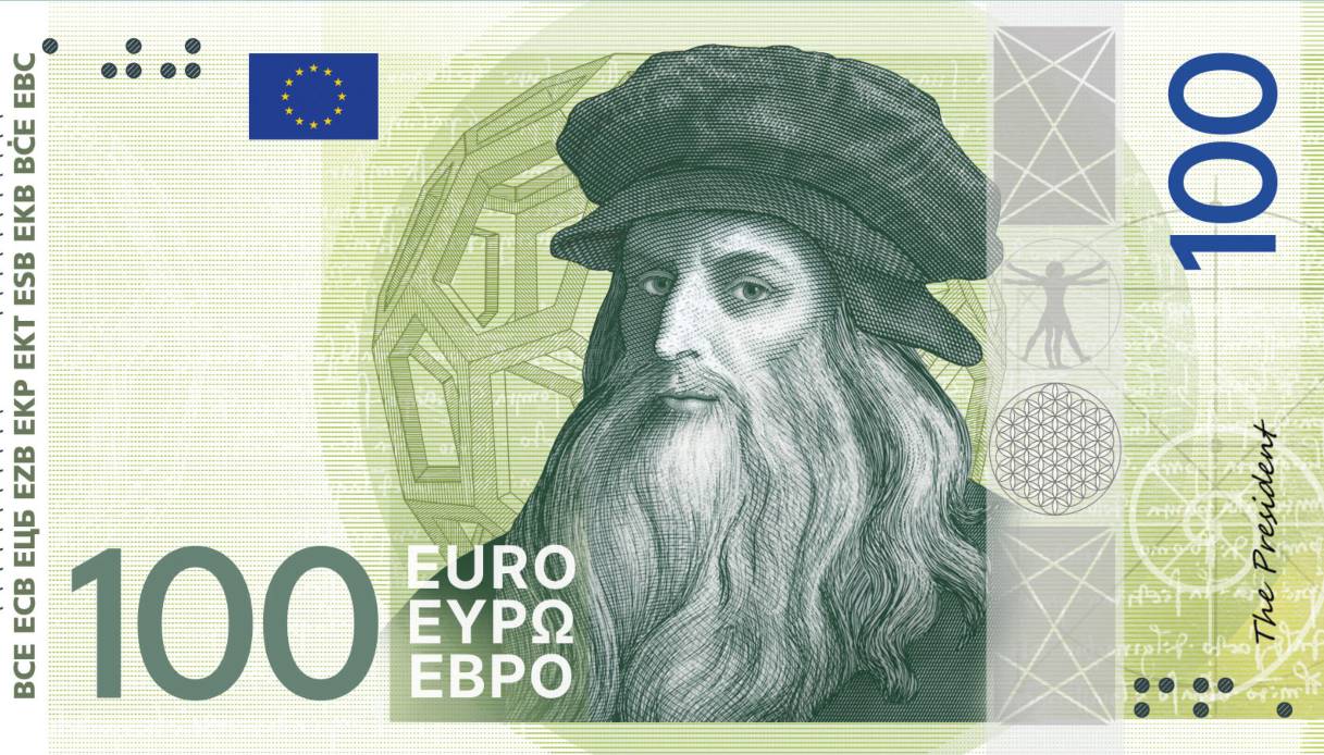 Banconota da 100 euro con Leonardo