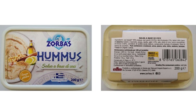 Il richiamo di Hummus salsa a base di ceci Zorbas