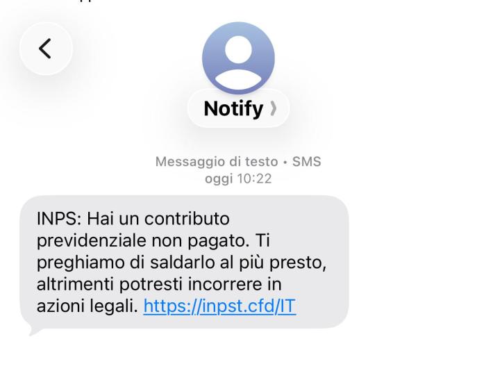 Finto sms dell'INPS