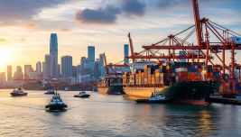 Navi portacontainer in un porto cinese dopo la crescita del 25% dell’export